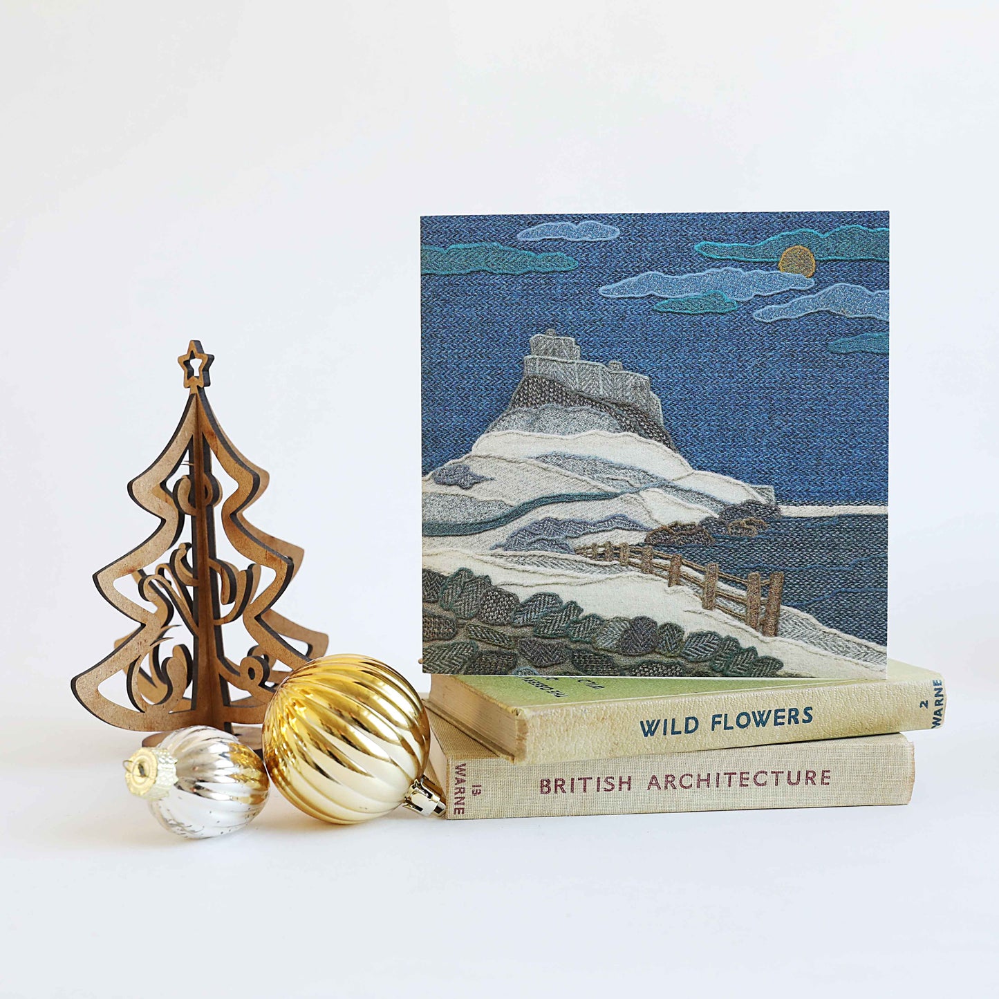 Lindisfarne Castle in the snow card - For The Love Of The North