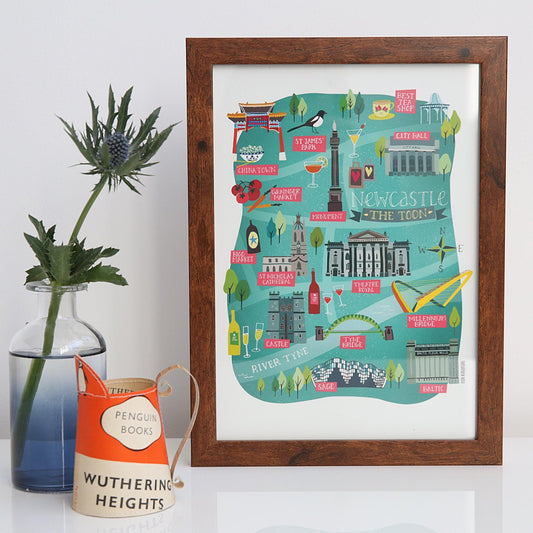 Newcastle Illustrated Map Print - For The Love Of The North