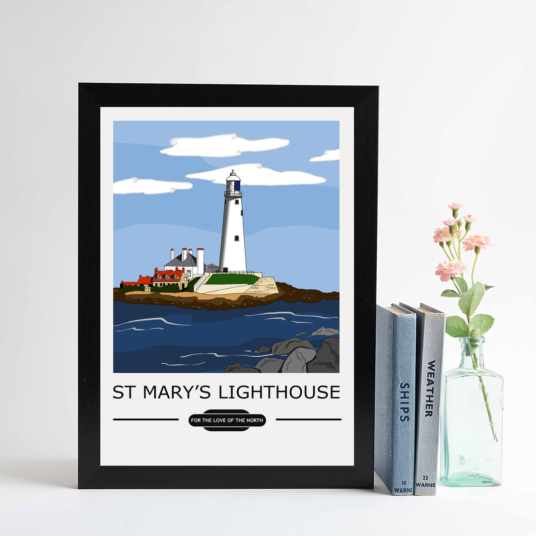 St Mary's Lighthouse Vintage A4 & A3 print