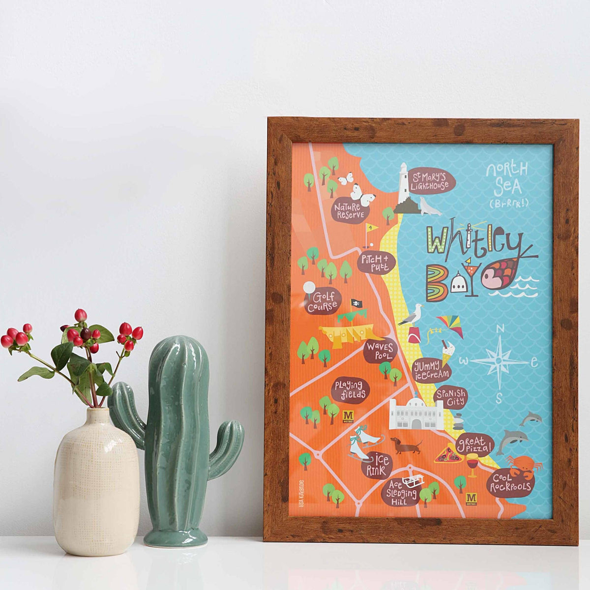 Whitley Bay Map Print - For The Love Of The North