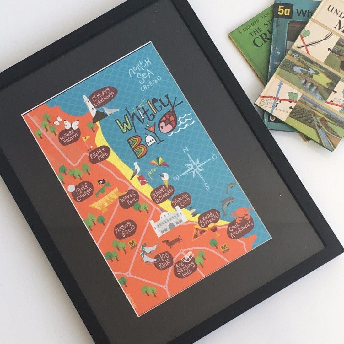 Whitley Bay Map Print - For The Love Of The North