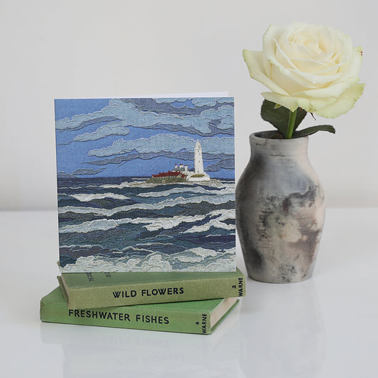 Storm over St Mary's Lighthouse, Whitley Bay card - For The Love Of The North