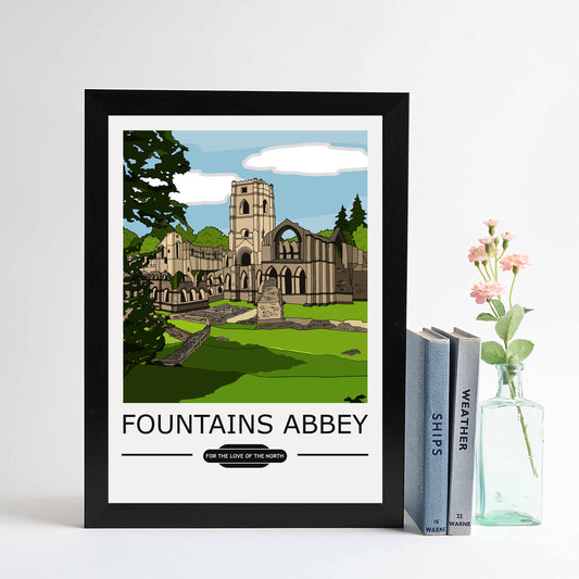 Fountains Abbey Vintage Style Print - For The Love Of The North