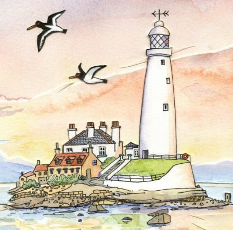St Mary’s Lighthouse Sunrise, Whitley Bay card