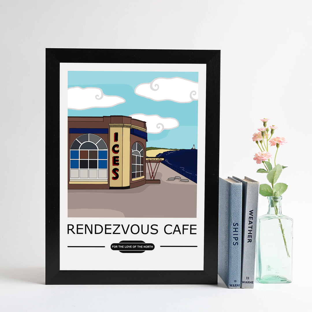 Rendezvous Cafe, Whitley Bay Vintage A4 unframed print