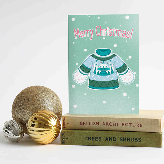 Spanish City Christmas Jumper card - For The Love Of The North